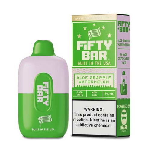 Aloe Grapple Watermelon Flavored FIFTY BAR 6500 Disposable Vape Device 1PC | EveryThing Vapes