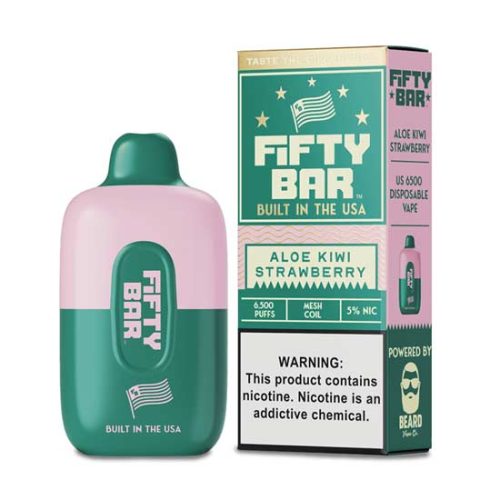 Aloe Kiwi Strawberry Flavored FIFTY BAR 6500 Disposable Vape Device 1PC | EveryThing Vapes