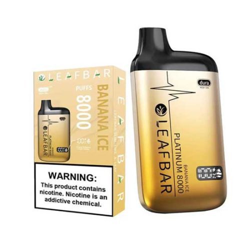 Banana Ice Flavored Leaf Bar Platinum Disposable Vape Device 8000 Puffs 3PK | everythingvapes.com