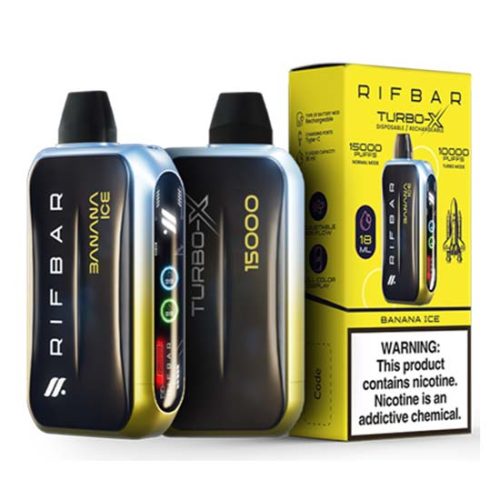 Banana Ice Flavored Rifbar Turbo-X Disposable Vape Device 3PK | EveryThing Vapes