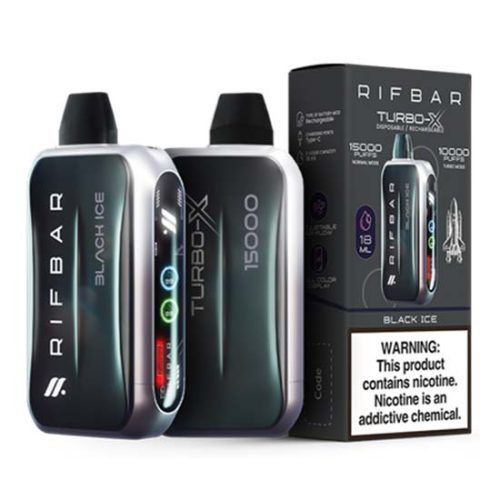 Black Ice Flavored Rifbar Turbo-X Disposable Vape Device 3PK | EveryThing Vapes