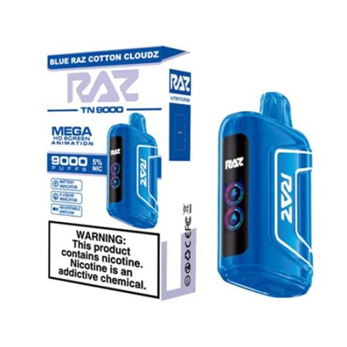 Blue Raz Cotton Cloudz Flavored Raz TN9000 Disposable Vape Device 10PK | everythingvapes.com