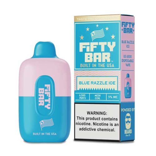 Blue Razzle Ice Flavored FIFTY BAR 6500 Disposable Vape Device 1PC | EveryThing Vapes