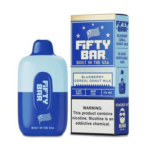 Blueberry Cereal Donut Milk Flavored FIFTY BAR 6500 Disposable Vape Device 1PC | EveryThing Vapes