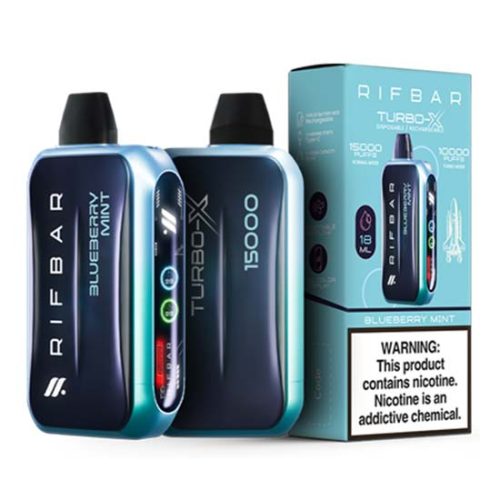 Blueberry Mint Flavored Rifbar Turbo-X Disposable Vape Device 3PK | EveryThing Vapes