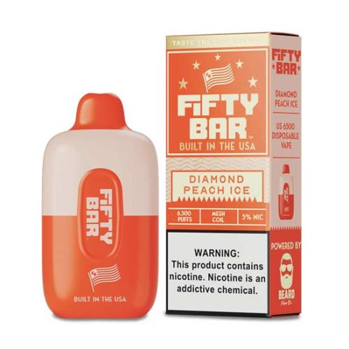 Diamond Peach Ice Flavored FIFTY BAR 6500 Disposable Vape Device 1PC | EveryThing Vapes