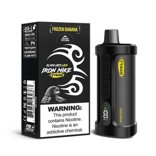 Frozen Banana Flavored Tyson 2.0 Iron Mike Disposable Vape Device - 1500 Puffs | everythingvapes.com - 3PK