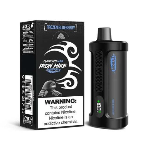 Frozen Blueberry Flavored Tyson 2.0 Iron Mike Disposable Vape Device - 1500 Puffs | everythingvapes.com - 3PK