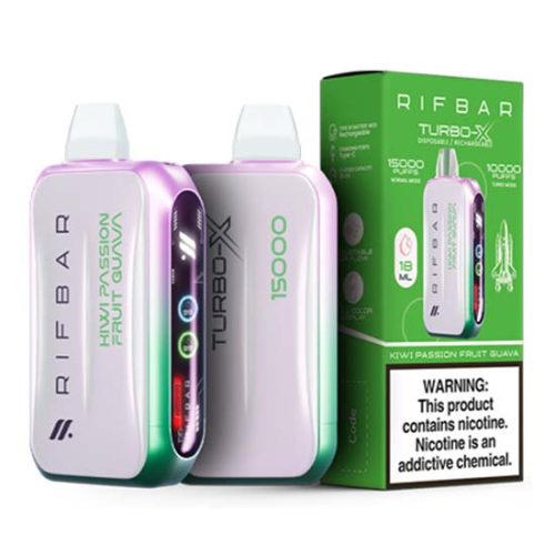 Kiwi Passion Fruit Guava Flavored Rifbar Turbo-X Disposable Vape Device 3PK | EveryThing Vapes