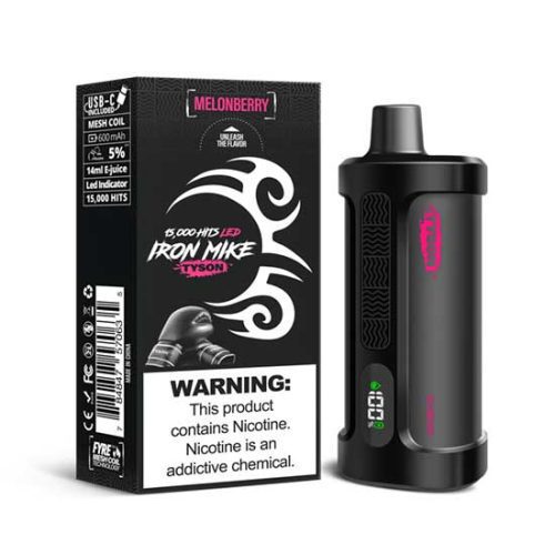 Melonberry Flavored Tyson 2.0 Iron Mike Disposable Vape Device - 1500 Puffs | everythingvapes.com - 3PK