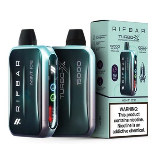 Mint Ice Flavored Rifbar Turbo-X Disposable Vape Device 3PK | EveryThing Vapes