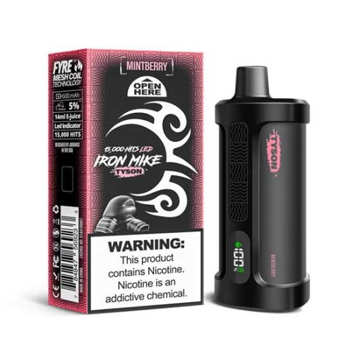 Mintberry Flavored Tyson 2.0 Iron Mike Disposable Vape Device - 1500 Puffs | everythingvapes.com - 3PK