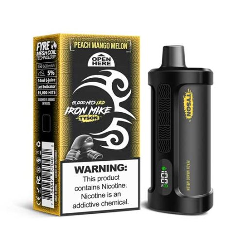 Peach Mango Melon Flavored Tyson 2.0 Iron Mike Disposable Vape Device - 1500 Puffs | everythingvapes.com - 10PK