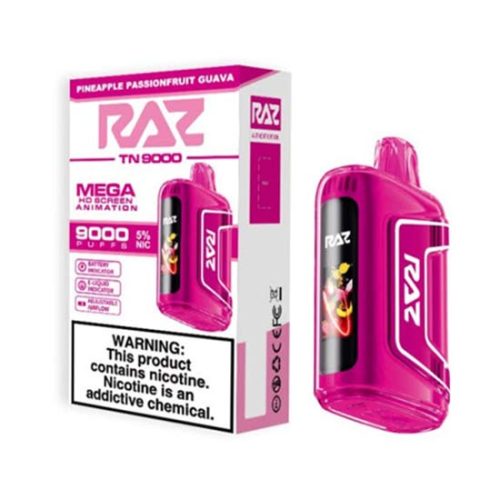 Pineapple Passionfruit Guava Flavored Raz TN9000 Disposable Vape Device 3PK | everythingvapes.com