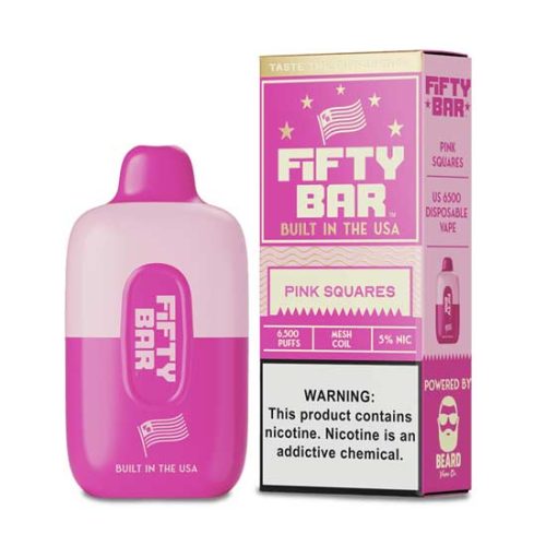 Pink Squares Flavored FIFTY BAR 6500 Disposable Vape Device 1PC | EveryThing Vapes