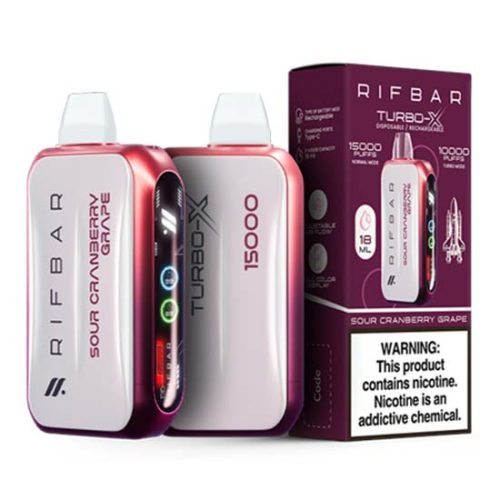 Sour Cranberry Grape Flavored Rifbar Turbo-X Disposable Vape Device 3PK | EveryThing Vapes