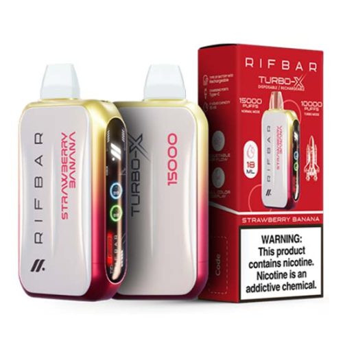 Strawberry Banana Flavored Rifbar Turbo-X Disposable Vape Device 3PK | EveryThing Vapes