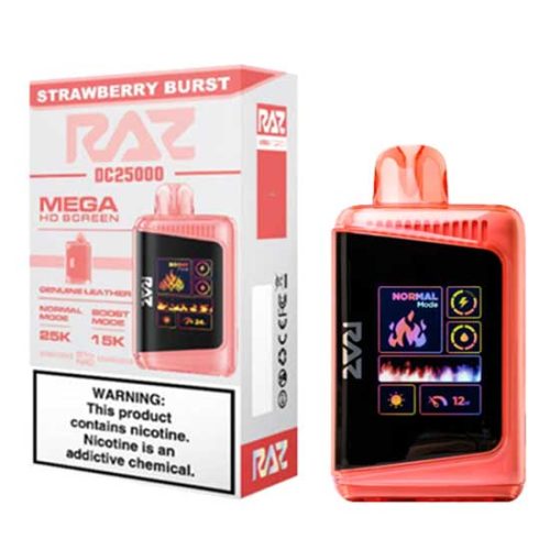 Strawberry Burst Flavored Raz DC25000 Disposable Vape Device - 25K Puffs - 10PK | EveryThing Vapes