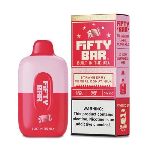 Strawberry Cereal Donut Milk Flavored FIFTY BAR 6500 Disposable Vape Device 1PC | EveryThing Vapes