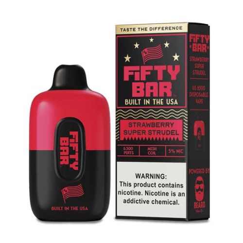 Strawberry Super Strudel Flavored FIFTY BAR 6500 Disposable Vape Device 1PC | EveryThing Vapes