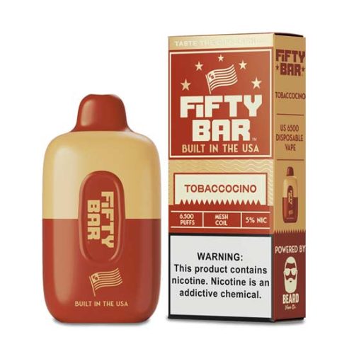 Tobaccocino  Flavored FIFTY BAR 6500 Disposable Vape Device 1PC | EveryThing Vapes