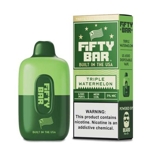 Triple Watermelon Flavored FIFTY BAR 6500 Disposable Vape Device 1PC | EveryThing Vapes