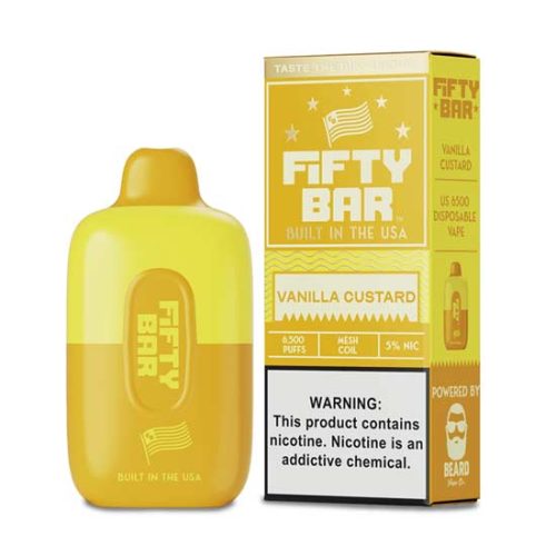 Vanilla Custard Flavored FIFTY BAR 6500 Disposable Vape Device 1PC | EveryThing Vapes