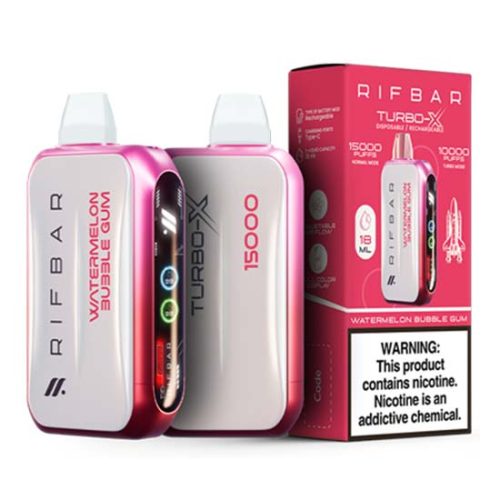 Watermelon Bubble Gum Flavored Rifbar Turbo-X Disposable Vape Device 3PK | EveryThing Vapes