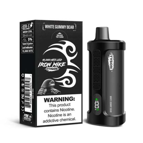 White Gummy Bear Flavored Tyson 2.0 Iron Mike Disposable Vape Device - 1500 Puffs | everythingvapes.com - 3PK