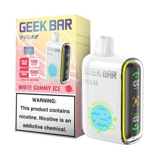 White Gummy Ice Flavored Geek bar Pulse Disposable Vape Device - 15000 Puffs | everythingvapes.com - 1PC